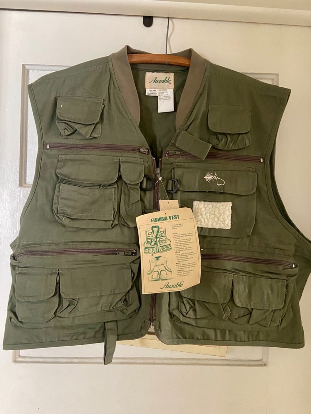 Vintage Ansible Olive Green Men's Fishing Vest with Multiple Pockets